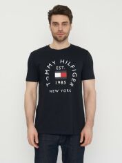 Акція на Футболка бавовняна довга чоловіча Tommy Hilfiger 11032.2 S Темно-синя від Rozetka