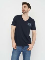 Акція на Футболка бавовняна довга чоловіча Armani Exchange 11006.2 S Темно-синя від Rozetka