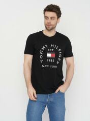 Акція на Футболка бавовняна довга чоловіча Tommy Hilfiger 11032.1 2XL Чорна від Rozetka