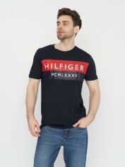 Акція на Футболка бавовняна довга чоловіча Tommy Hilfiger 11041.2 XL Темно-синя від Rozetka