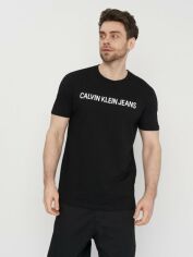 Акція на Футболка бавовняна довга чоловіча Calvin Klein Jeans 11020 2XL (52) Чорна від Rozetka