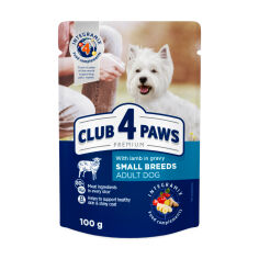 Акція на Вологий корм для дорослих собак малих порід Club 4 Paws Premium з ягням в соусі, 100 г від Eva