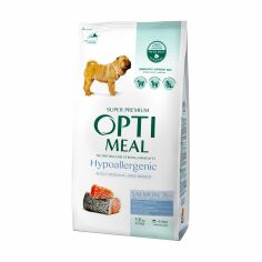 Акція на Сухий гіпоалергенний корм для собак Optimeal для середніх та великих порід з лососем, 1.5 кг від Eva