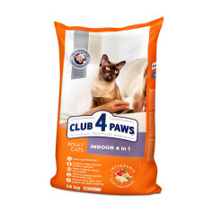 Акція на Сухий корм для кішок які живуть в приміщенні Club 4 Paws Premium 4 в 1, 14 кг від Eva