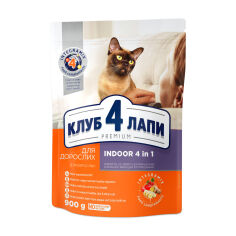 Акція на Сухий корм для кішок які живуть в приміщенні Club 4 Paws Premium 4 в 1, 900 г від Eva