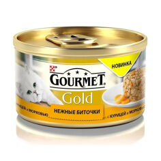 Акція на Вологий корм для кішок Purina Gourmet Gold Ніжні биточки з куркою та морквою, 85 г від Eva