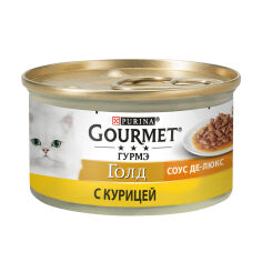 Акція на Вологий корм для кішок Purina Gourmet Gold Соус Де-Люкс з куркою, 85 г від Eva