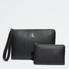 Акция на Комплект (сумка-клатч + косметичка) жіночий Calvin Klein 546041774 One size Чорний от Rozetka
