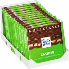 Акція на Упаковка молочного шоколаду Ritter Sport Nut Selection з цільним горіхом кеш'ю 12 шт. х 100 г від Rozetka