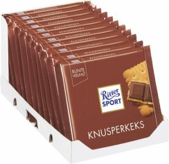 Акція на Упаковка молочного шоколаду Ritter Sport з начинкою з вершкового печива 11 шт. х 100 г від Rozetka