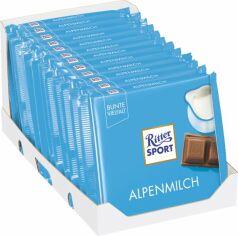 Акція на Упаковка молочного шоколаду Ritter Sport з альпійським молоком 12 шт. х 100 г від Rozetka