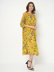 Акція на Сукня-сорочка міді літня жіноча Рута-С 4426вс 50 (164-100-108) Жовта в квіточку від Rozetka