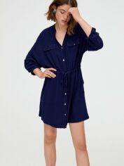 Акция на Сукня-сорочка міні осіння жіноча Pull & Bear XAZ260356MDDI S Темно-синя от Rozetka