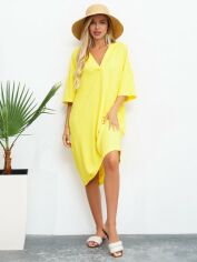 Акція на Сукня міді літня жіноча ISSA PLUS 13465 XL Жовта від Rozetka