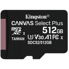 Акция на Карта пам'яті Kingston microSDXC Canvas Select Plus 10 0R A1 C10 Single Pack w/o Adapter (SDCS2/512GBSP) от Comfy UA