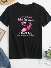 Акция на Футболка жіноча Love&Live Crazy flamingo-3 LLP03251 XL Чорна от Rozetka