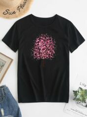 Акция на Футболка жіноча Zuzu Pink tree ZZP00627 XL Чорна от Rozetka