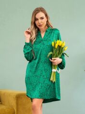 Акция на Плаття-сорочка коротке літнє жіноче ISSA PLUS 13728 S Зелене от Rozetka