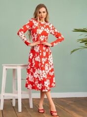 Акція на Плаття міді жіноче ISSA PLUS 13477A XL Червоне від Rozetka