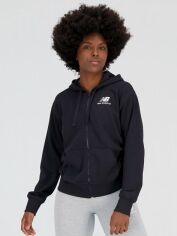 Акция на Толстовка на блискавці з капюшоном жіноча New Balance Essentials Stacked Logo FZ WJ31530BK XS Чорна от Rozetka
