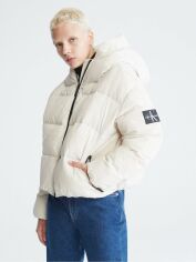 Акція на Куртка зимова коротка жіноча Calvin Klein 185268727 XL Біла від Rozetka