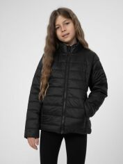 Акція на Дитяча демісезонна куртка для дівчинки 4F 4FJSS23TDJAF073-20S 128 см Чорна від Rozetka