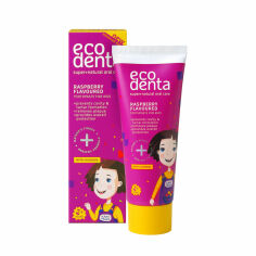 Акція на Дитяча зубна паста Ecodenta Super+Natural Oral Care Raspberry, від 3 років, 75 мл від Eva