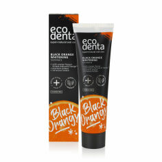 Акція на Відбілювальна зубна паста Ecodenta Black Orange Whitening Toothpaste з вугіллям, зі смаком апельсина, без фтору, 100 мл від Eva