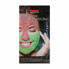 Акція на Грязьова пінна мультимаска для обличчя Purederm Galaxy 2X Bubble Sparkling Multi Mask Pink & Green, 2*6 г від Eva