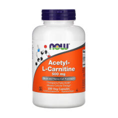Акція на Дієтична добавка в капсулах NOW Foods Acetyl-L-Carnitine Ацетил-L-Карнітин 500 мг, 200 шт від Eva