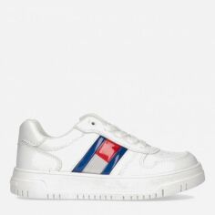 Акция на Дитячі кросівки для дівчинки Tommy Hilfiger Flag Low Cut Lace-up Sneaker T3X9-32867-1355100- 32 White от Rozetka