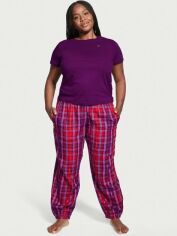 Акція на Піжама (футболка + штани) жіноча великих розмірів бавовняна Victoria's Secret 943134413 XXL Фіолетова від Rozetka