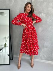 Акция на Плаття-сорочка міді осіннє жіноче ISSA PLUS 13739 XL Червоне от Rozetka