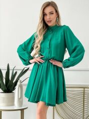 Акция на Плаття-сорочка коротке літнє жіноче ISSA PLUS 13816 M Зелене от Rozetka