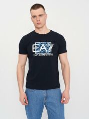 Акція на Футболка бавовняна довга чоловіча Emporio Armani 11090.3 2XL Темно-синя від Rozetka