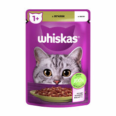 Акція на Вологий корм для дорослих кішок Whiskas з ягням в желе, 85 г від Eva