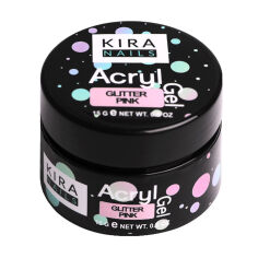 Акция на Акрил-гель для нігтів Kira Nails Acryl Gel Glitter Pink, 15 г от Eva