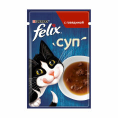Акция на Вологий корм для кішок Purina Felix Soup Суп з яловичиною, 48 г от Eva