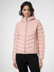 Акция на Куртка демісезонна коротка з капюшоном жіноча 4F Down Jacket F095 4FSS23TDJAF095-56S XS Рожева от Rozetka