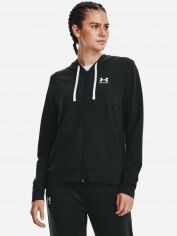 Акция на Толстовка на блискавці з капюшоном жіноча Under Armour Rival Terry Fz Hoodie-blk 1369853-001 S от Rozetka