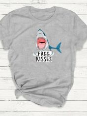 Акція на Футболка Zuzu Free Shark Kiss ZZP00660 S Сіра від Rozetka