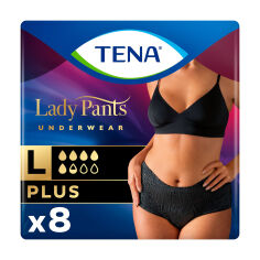 Акція на Урологічні труси жіночі TENA Lady Slim Pants Plus Black, розмір L, 8 шт від Eva