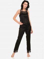Акція на Піжама (майка + штани) жіноча великих розмірів шовкова Martelle Lingerie M-304 шовк 42 (XL) Чорна від Rozetka