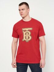 Акція на Футболка бавовняна довга чоловіча Burberry 11115.4 L Бордова від Rozetka