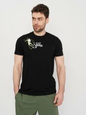 Акція на Футболка бавовняна довга чоловіча Emporio Armani 11108.1 L Чорна від Rozetka