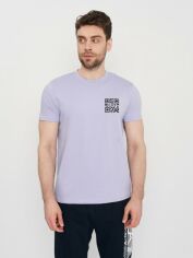 Акція на Футболка бавовняна довга чоловіча Emporio Armani 11130.4 S Фіолетова від Rozetka