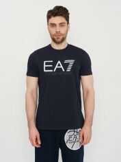Акція на Футболка бавовняна довга чоловіча Emporio Armani 11131.3 S Темно-синя від Rozetka