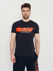 Акція на Футболка бавовняна довга чоловіча Emporio Armani 11134.3 S Темно-синя від Rozetka