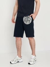 Акція на Шорти бавовняні чоловічі Emporio Armani 11127 L 48 Темно-сині від Rozetka