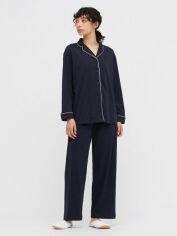 Акція на Піжама (сорочка + штани) жіноча великих розмірів Uniqlo 538031032 XL Синя від Rozetka